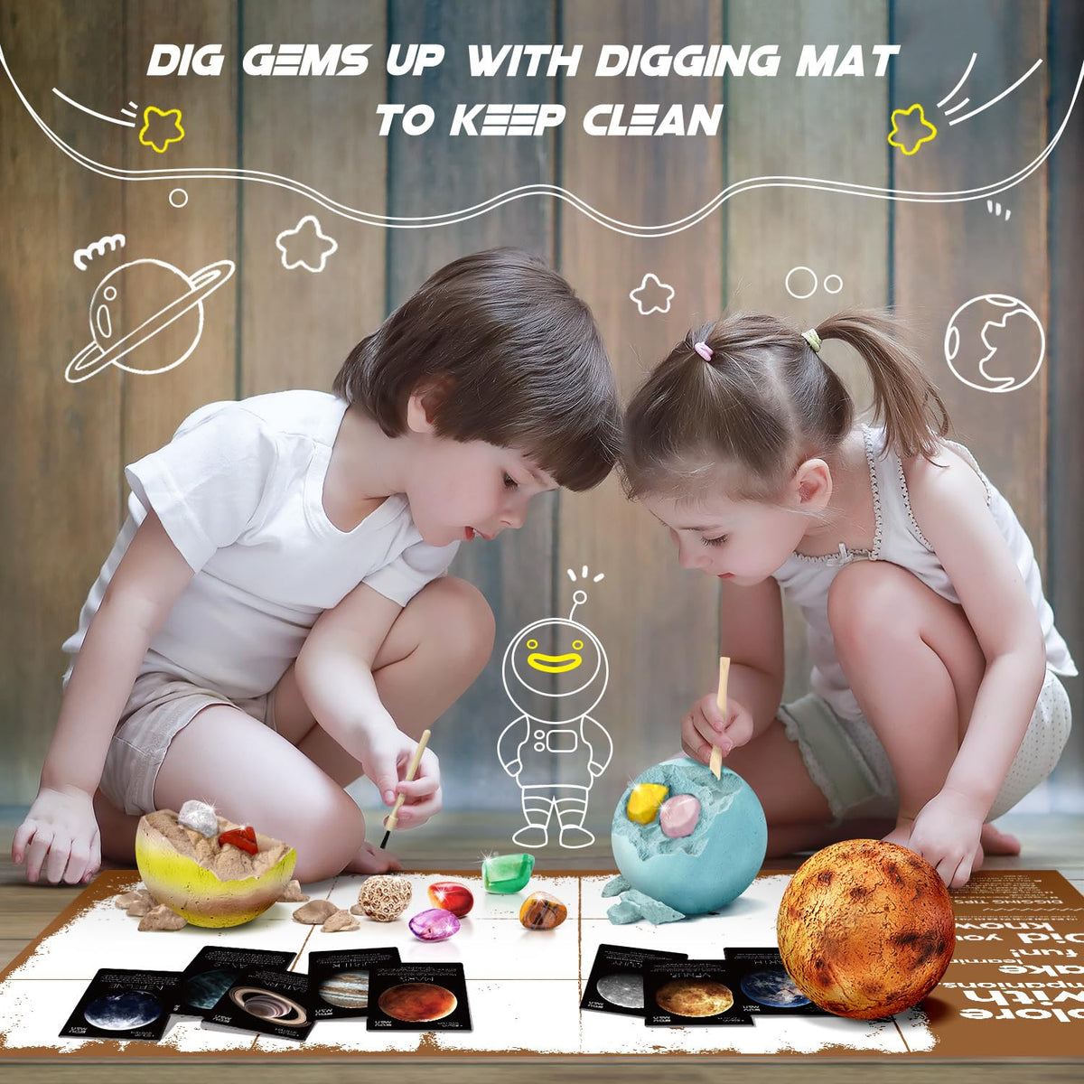 EDUMAN Gemstone Dig Kit amethyst and coral stone invites discovery