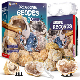 EDUMAN geodes break-open kit reveals crystals inside for hands-on geology exploration