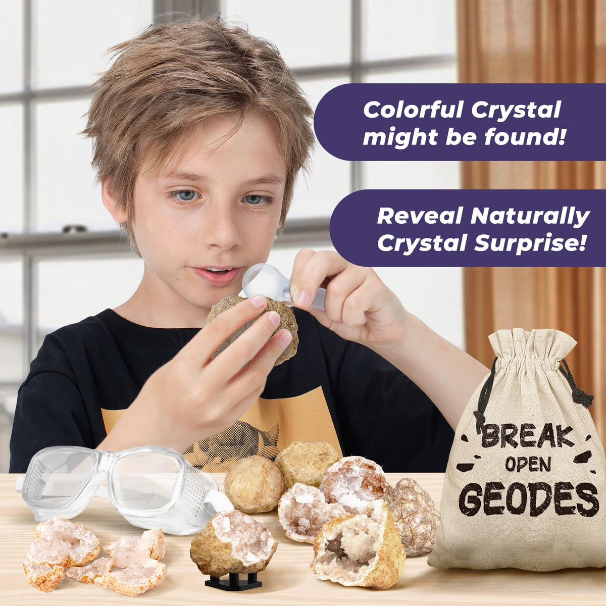 EDUMAN storage bag keeps geodes and accessories organized after play