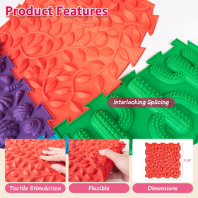 Edusense interlocking sensory mat shown in flexible room layouts.