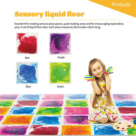 edusense sensory liquid floor tile demonstrating hopscotch-like movement for active play