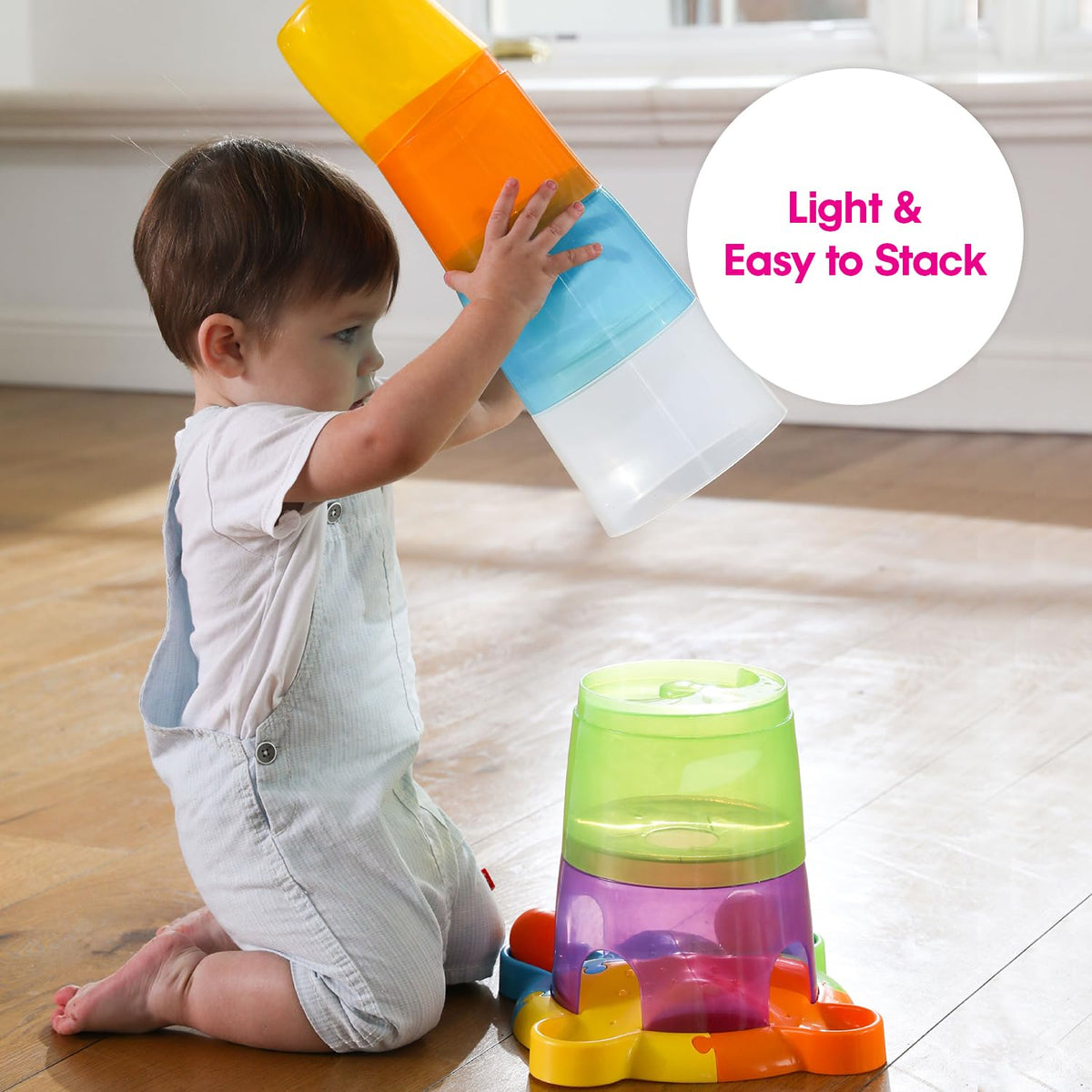 Edushape Stack & Drop Tower Multi: tactile stacking boosts sensory exploration during playtime