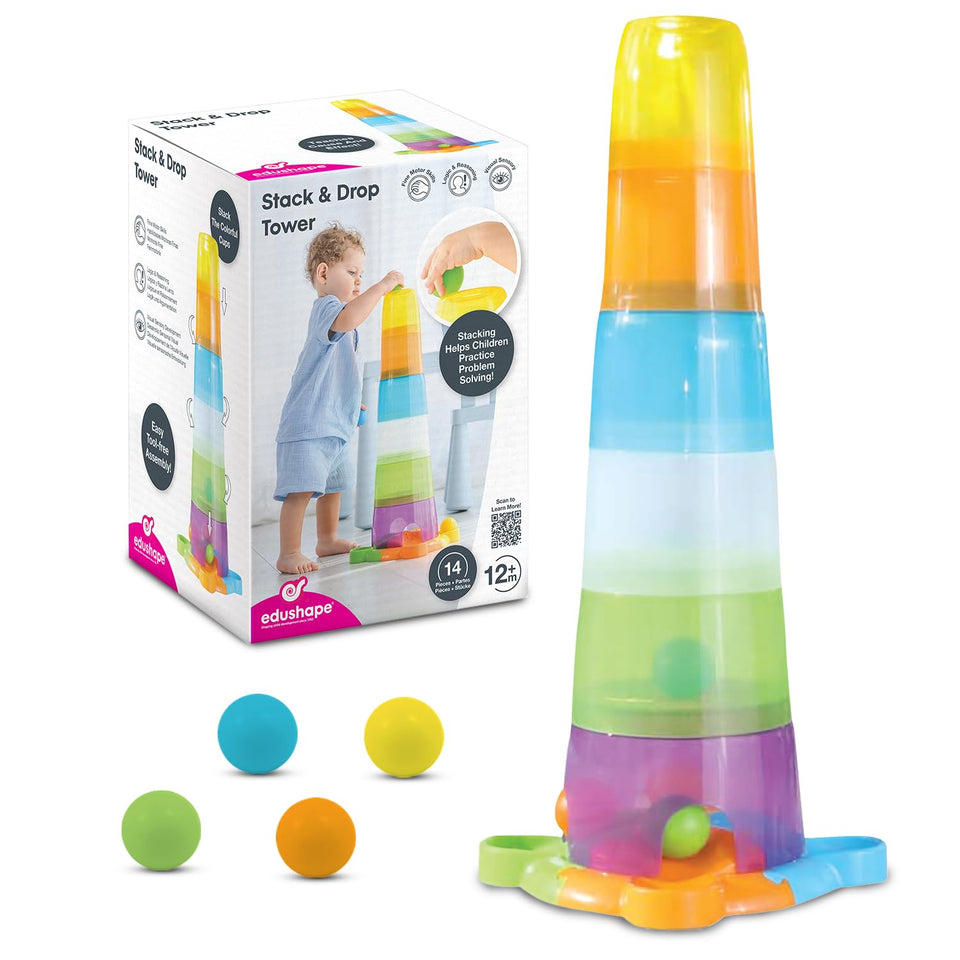 Edushape Stack & Drop Tower Multi: stack cups to boost color recognition and dexterity