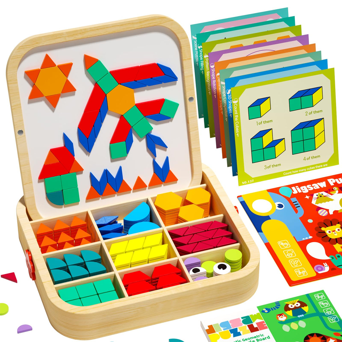 edutree pattern blocks 288 pieces in a colorful box for creative play and learning