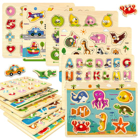 edutree wooden peg puzzle alphabet boosts early literacy through tactile matching.