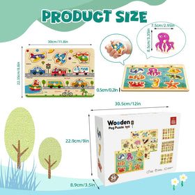 edutree wooden peg puzzle marine animals invites imaginative play and fine motor practice.