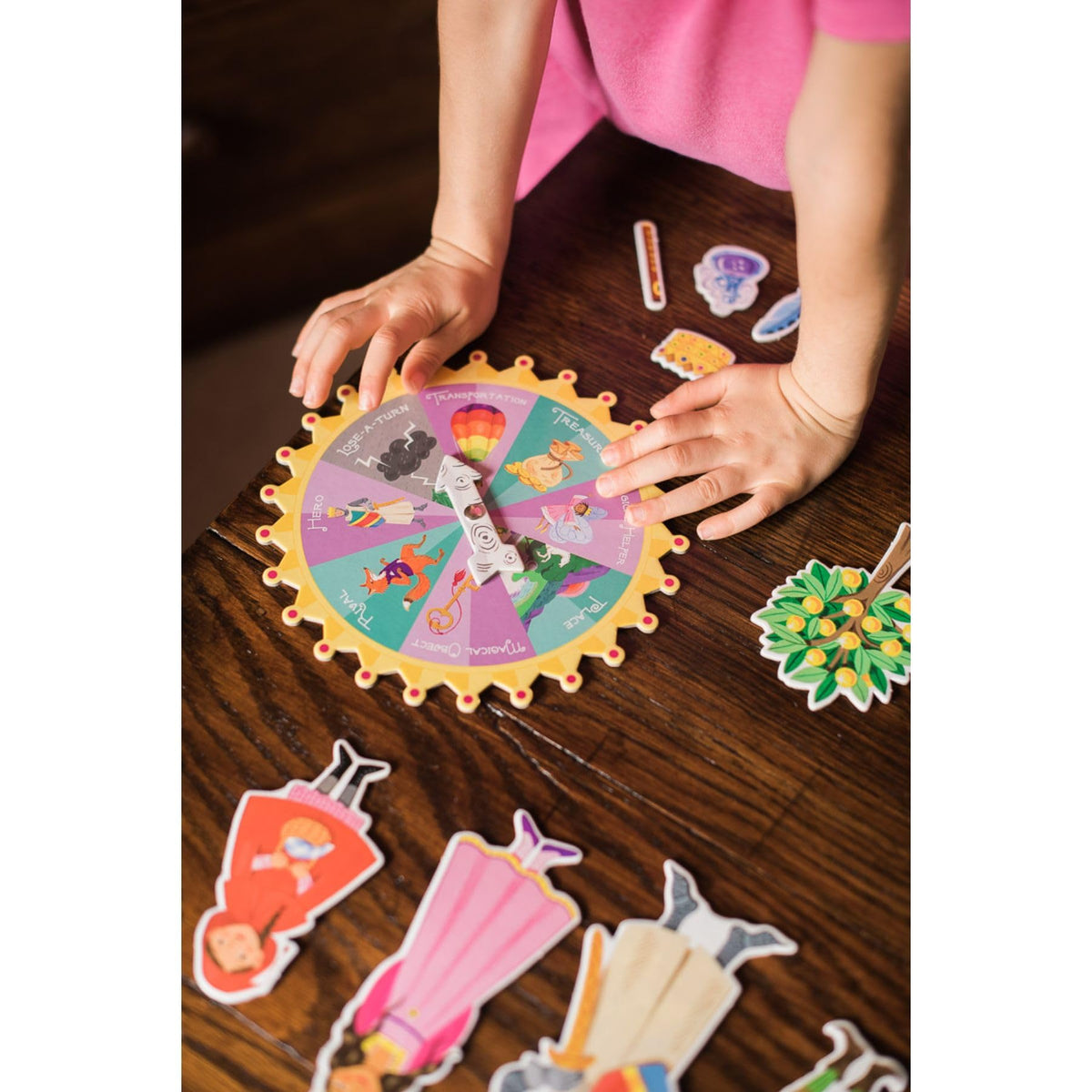 eeBoo Fairytale Spinner Game transportation cards open new journeys
