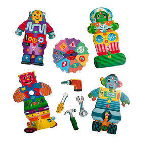 eeBoo Build a Robot Spinner Game spinner facilitates turn-taking in screen-free play