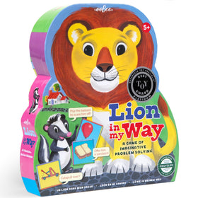 eeBoo Lion in My Way game box front, inviting cooperative imagination for family play