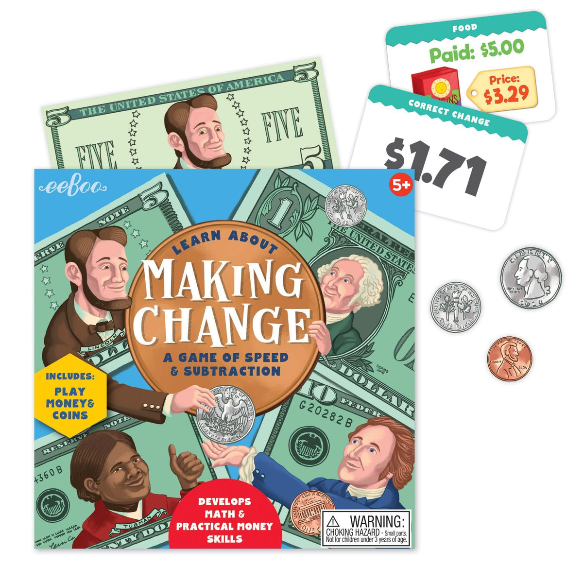 eeBoo play money and coins for practical money handling practice