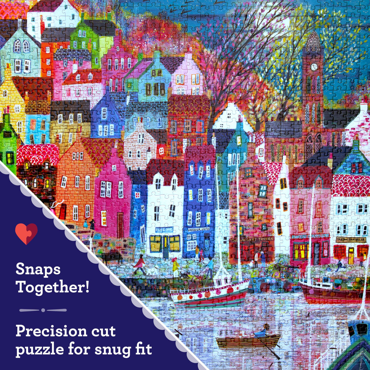 eeBoo Scottish Isle cobbled street puzzle; detailed streets invite steady assembly.
