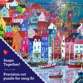 eeBoo Scottish Isle cobbled street puzzle; detailed streets invite steady assembly.
