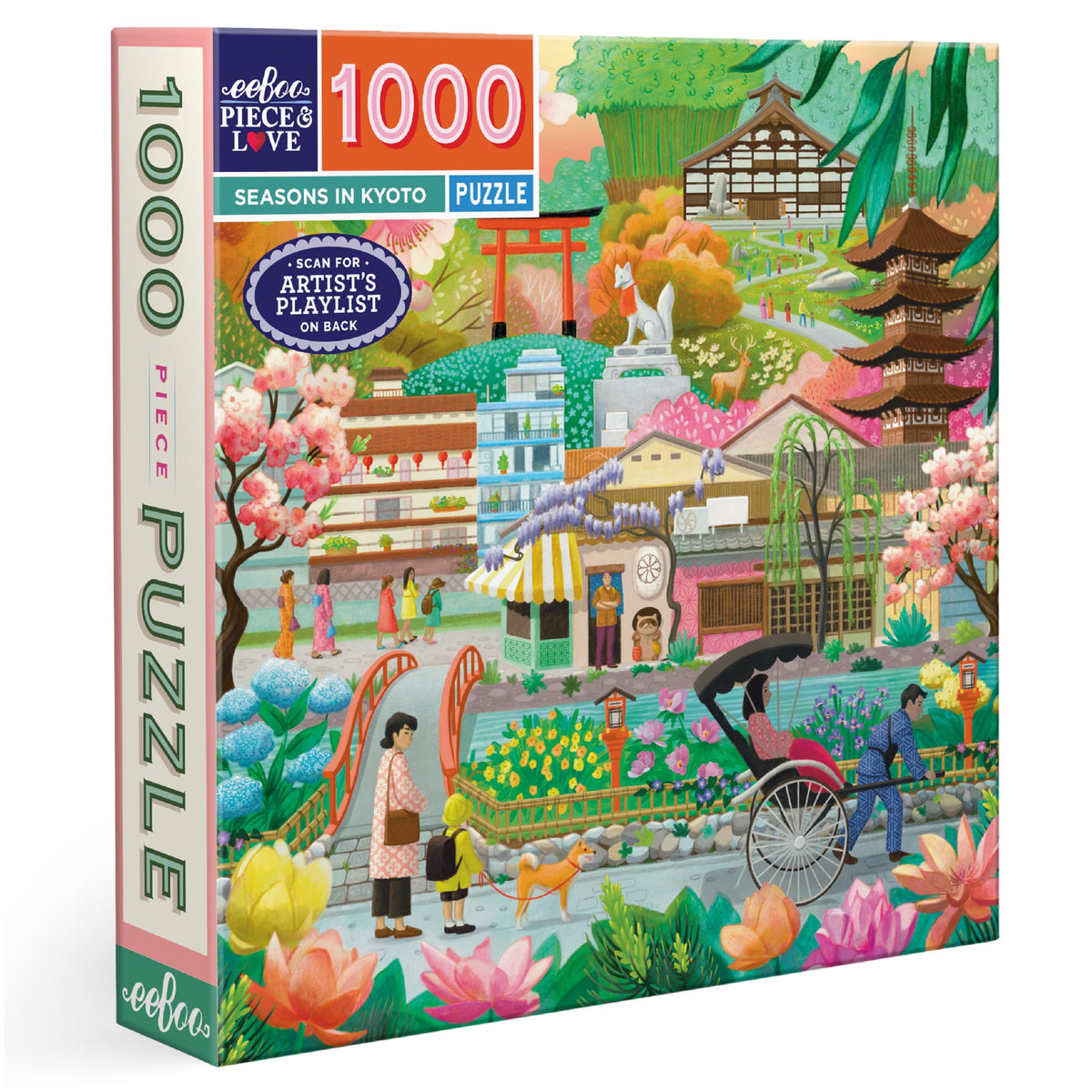 eeBoo Seasons in Kyoto puzzle with cherry blossoms for mindful evenings