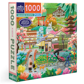 eeBoo Seasons in Kyoto puzzle with cherry blossoms for mindful evenings