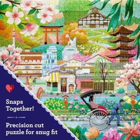 eeBoo Seasons in Kyoto puzzle winter scene with gentle snow