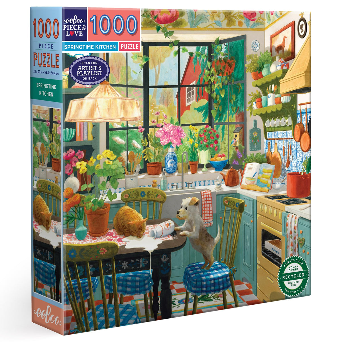 eeBoo Springtime Kitchen puzzle 23x23 image, ideal for relaxed family evenings.