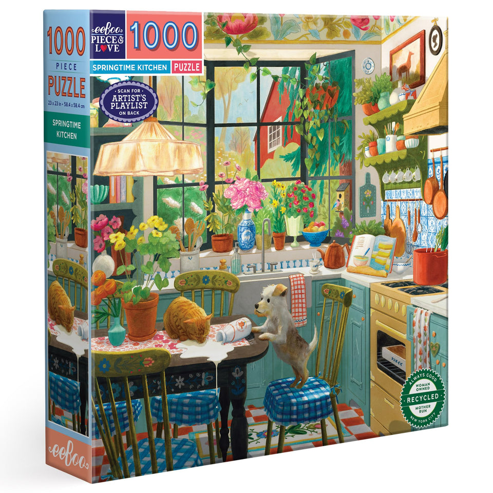 eeBoo Springtime Kitchen puzzle 23x23 image, ideal for relaxed family evenings.