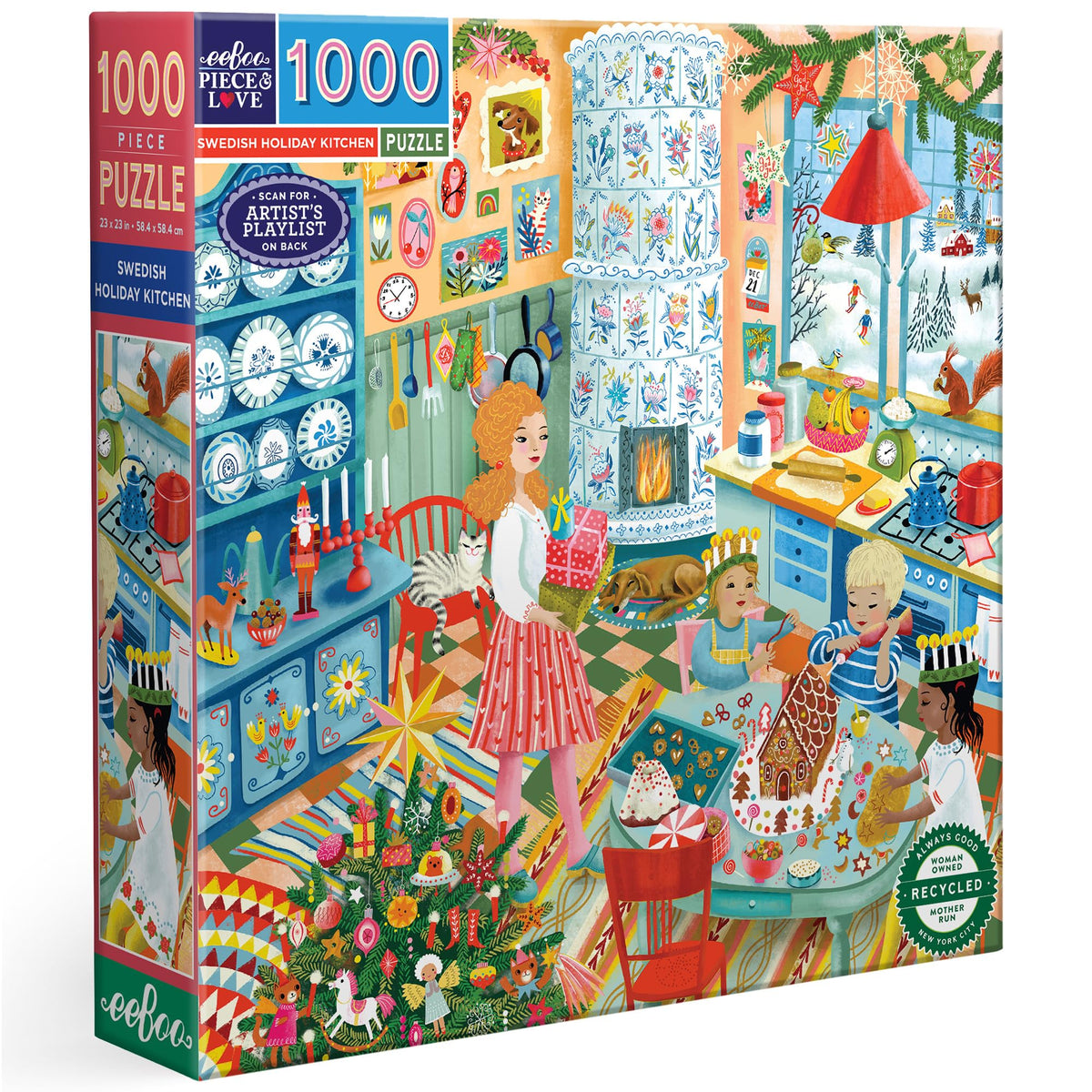 eeBoo Swedish Holiday Kitchen puzzle box front shows a festive scene for cozy challenges