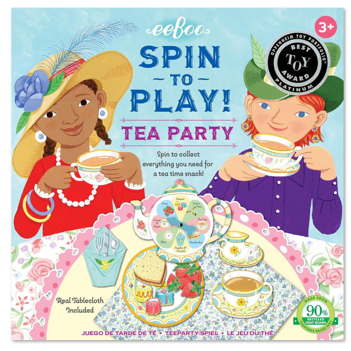 eeBoo Tea Party Spinner Game teapot spinner for cooperative play and social skills