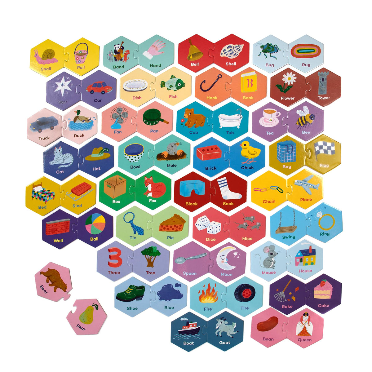 eeBoo Hexagon Puzzle Pairs vibrant illustrations boost engagement.