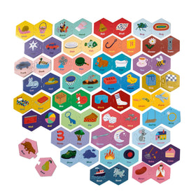 eeBoo Hexagon Puzzle Pairs vibrant illustrations boost engagement.