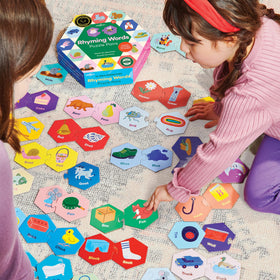 eeBoo Hexagon Puzzle Pairs promotes phonemic awareness through rhyming matching.