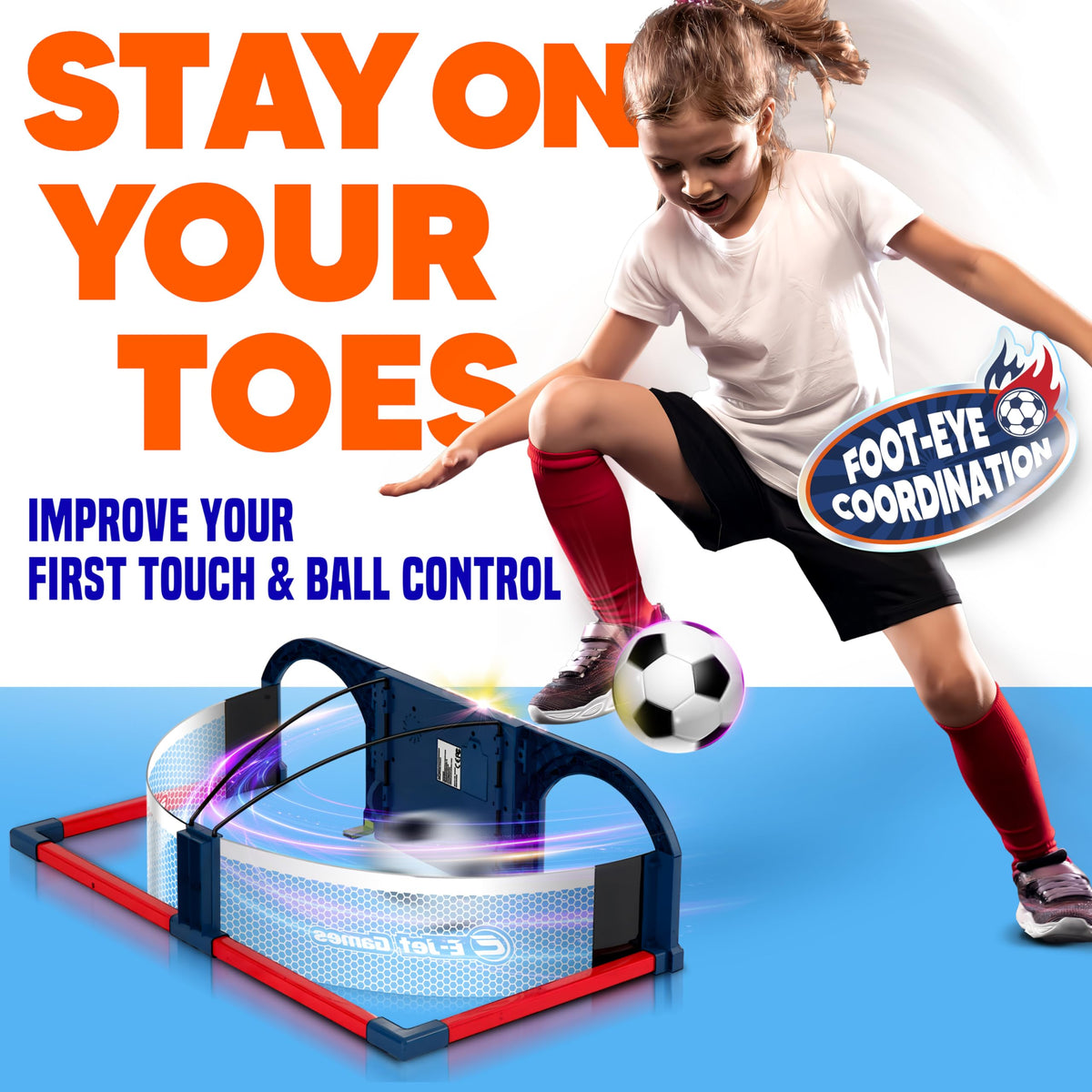 E E-JET GAMES foam ball provides soft, safe indoor practice for kids.