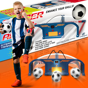 E E-JET GAMES Soccer Trainer with flashing lights improves quick reaction and footwork.