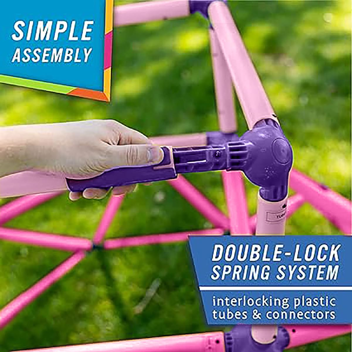 Eezy Peezy Climber Top Pink shows assembled dimensions for planning space