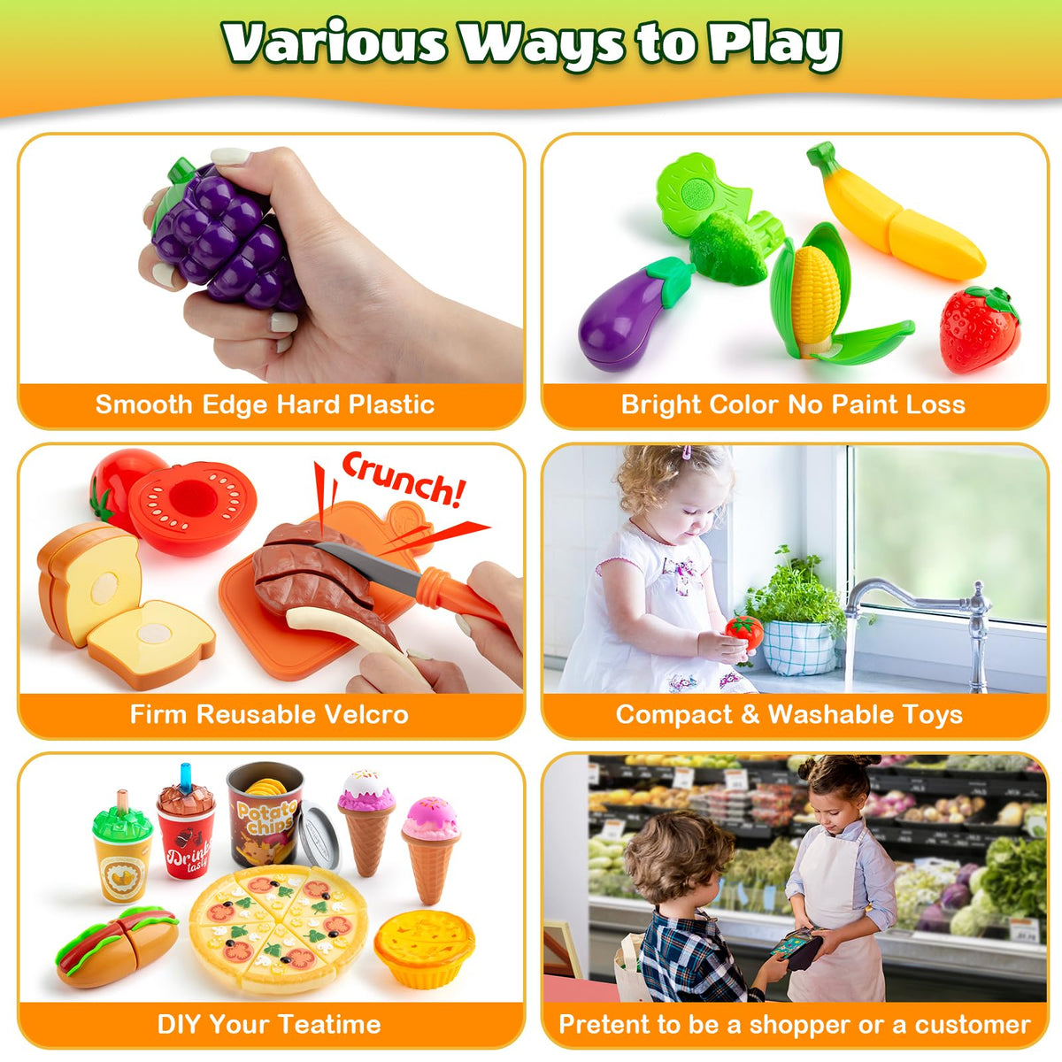 EFO SHM cutting-food-toy knife and board enables safe slicing during pretend cooking sessions