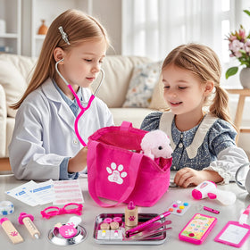 EFO SHM Doctor Kit stethoscope demo, allowing kids to hear a heartbeat during pretend play.