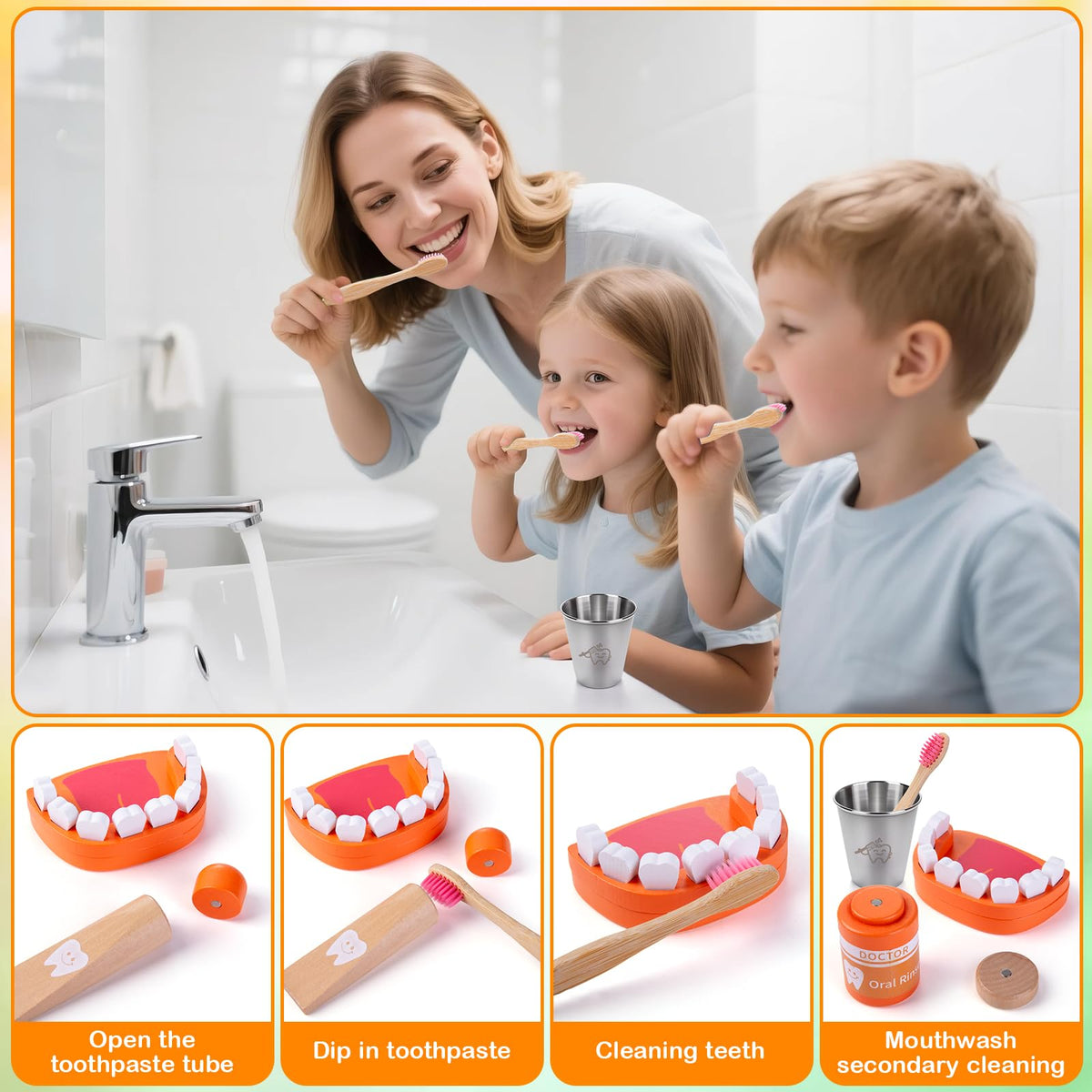 EFO SHM Kids Dentist Play Set includes braces and retainers for orthodontic role-play realism.