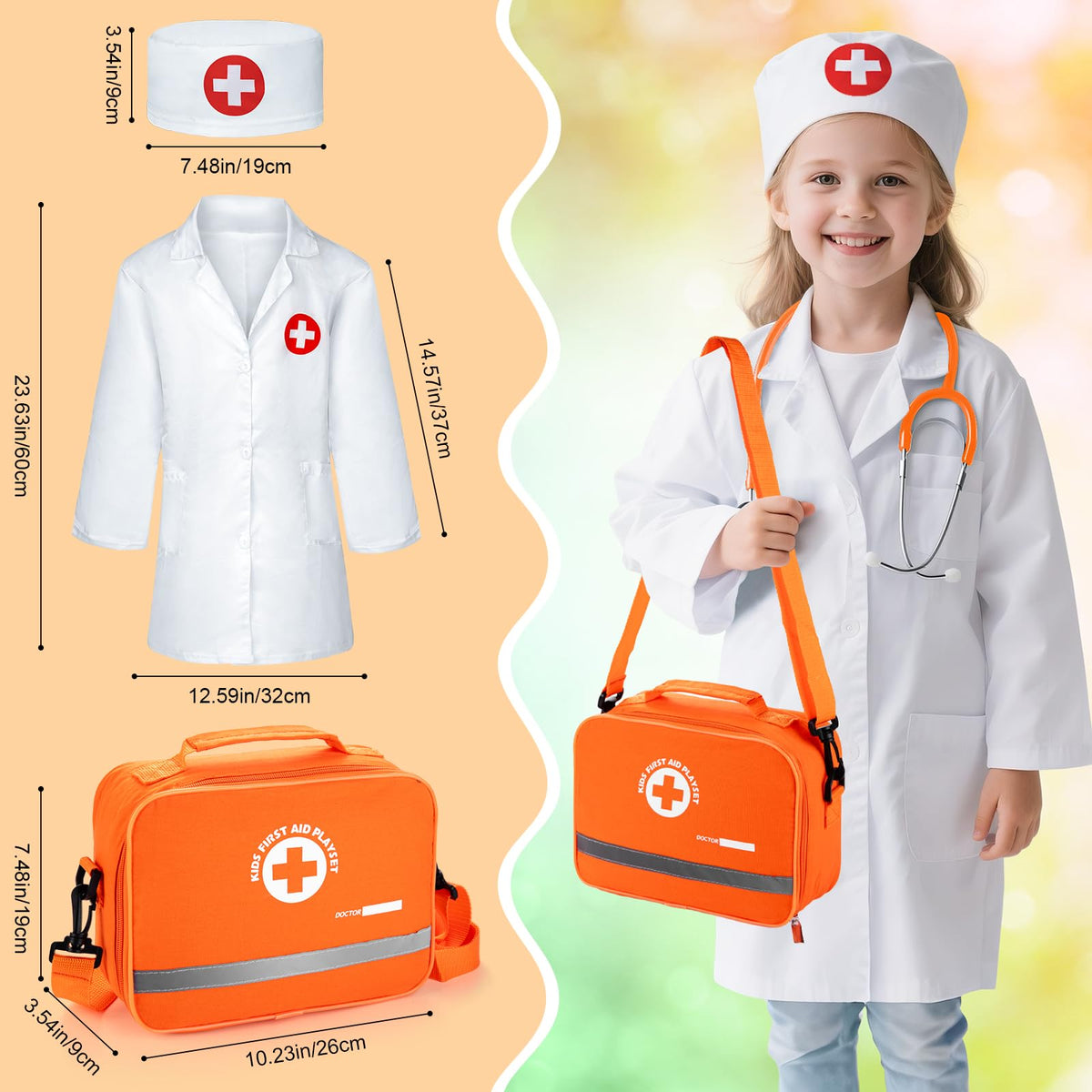 EFO SHM Kids Dentist Play Set's canvas doctor bag keeps tools organized and portable.