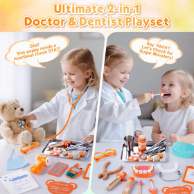 EFO SHM Kids Dentist Play Set with removable teeth lets toddlers practice brushing and checks.