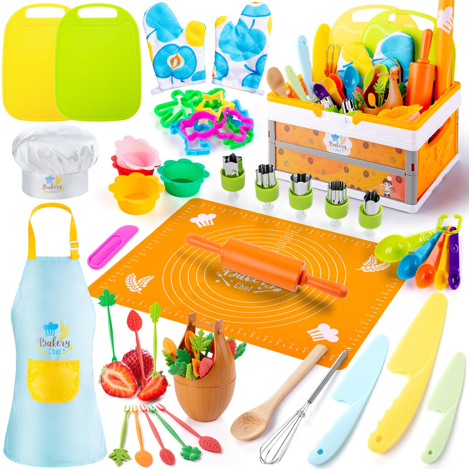 EFO SHM 52 PCS kids cooking set displayed for imaginative play and safe real-life cooking