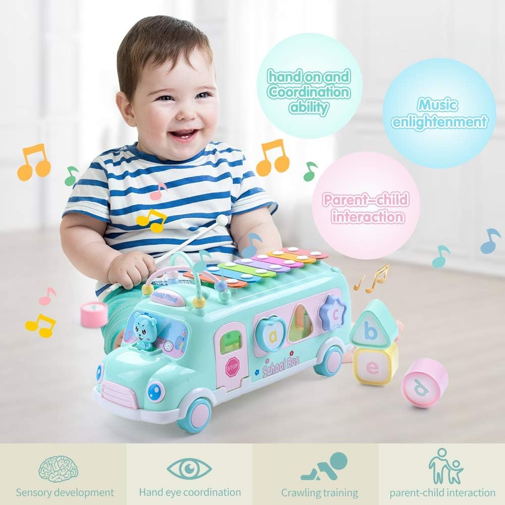 EFOSHM bus xylophone showing colorful keys to spark rhythm and listening skills.