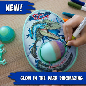 The Eggmazing Egg Decorator includes two glow-in-the-dark eggs for mystery dinos.