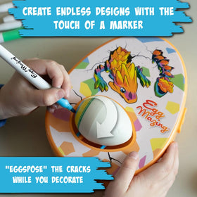 Eggmazing dragon egg assembly-1 shows a vibrant dragon inside for creative play.