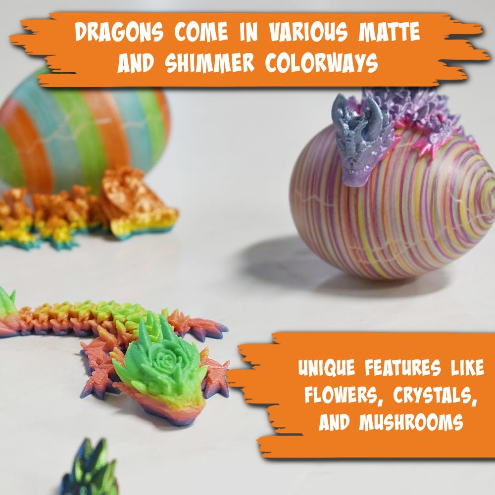 Eggmazing dragon figures details reveal crystals and flowers on the dragon body.
