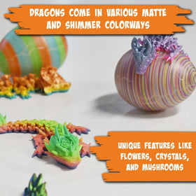 Eggmazing dragon figures details reveal crystals and flowers on the dragon body.