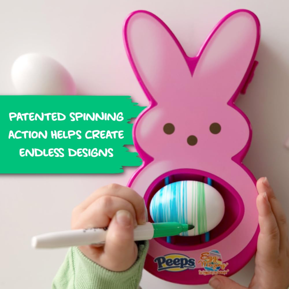 Eggs decorated with the Eggmazing Peeps Bunny kit show vibrant patterns and creativity.