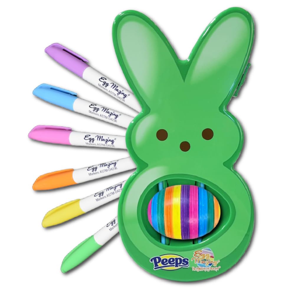 The Eggmazing Egg Decorator spinner in action decorating colorful Easter eggs