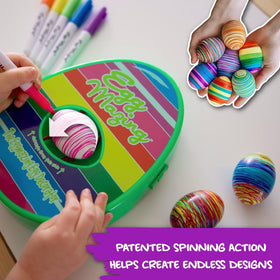 Eggmazing spinner in action with dual motorized wheels for intricate designs.