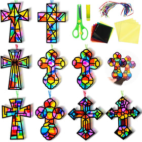 EggSun cross suncatchers kit with 9 patterns for bright windows
