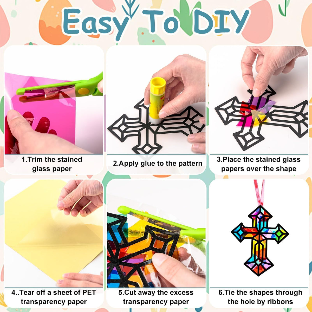 EggSun satin ribbons for easy hanging and finishing
