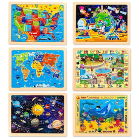 EggSun wooden puzzles with emergency vehicles; chunky pieces for little fingers