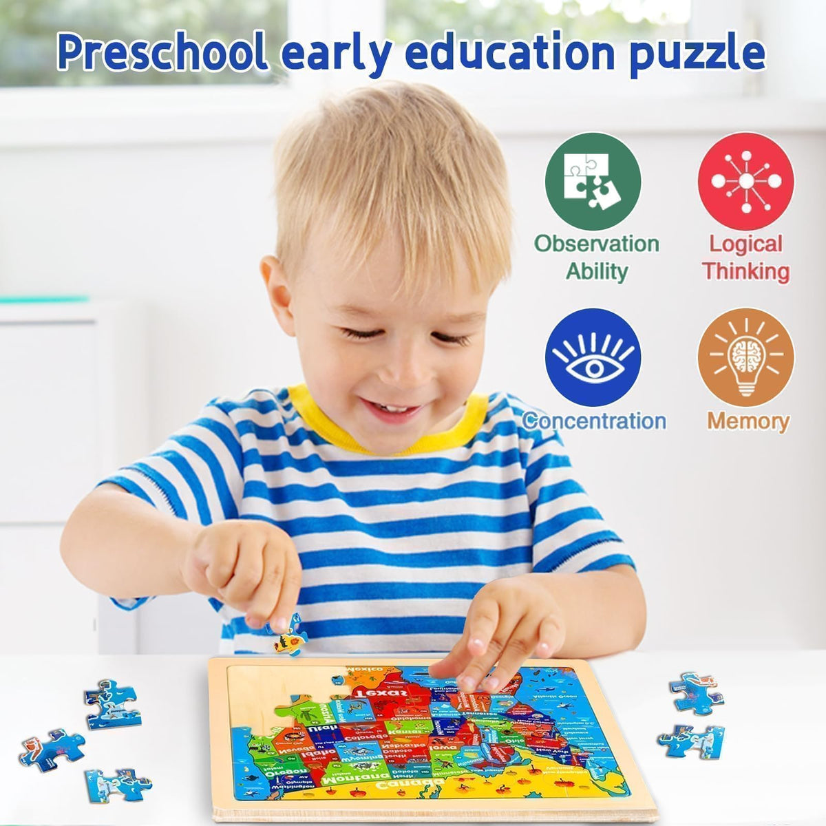 EggSun wooden puzzles with farm tractors; sturdy wood endures hours of play