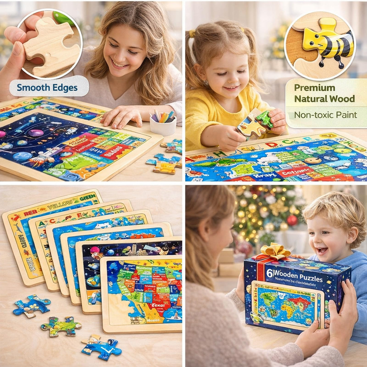 EggSun wooden puzzles with ships; large pieces fit young learners