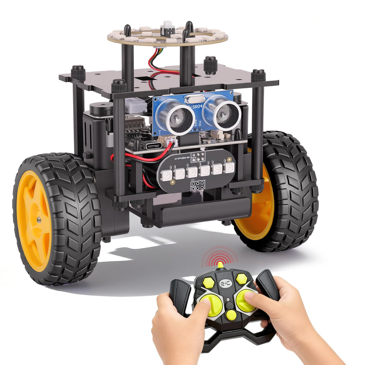 EggTailz Smart Robot Car front view with inviting design and LED accents.