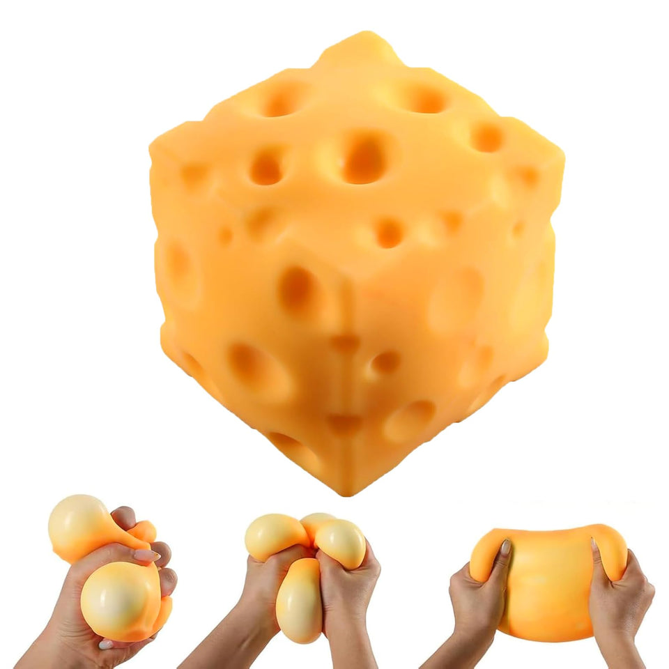 EGOSHUII cheese squishy cube giant close-up highlighting lifelike texture for satisfying squeezes and focus